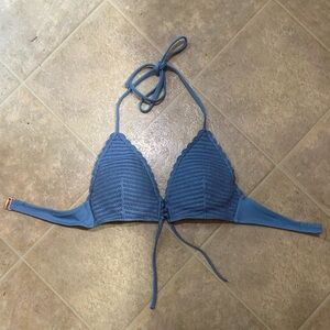 Blue Knit Bikini Top